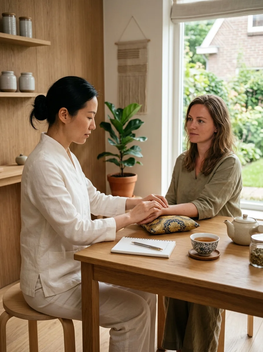 Traditionele Chinese polsdiagnose en intake consult bij Hwa Xin